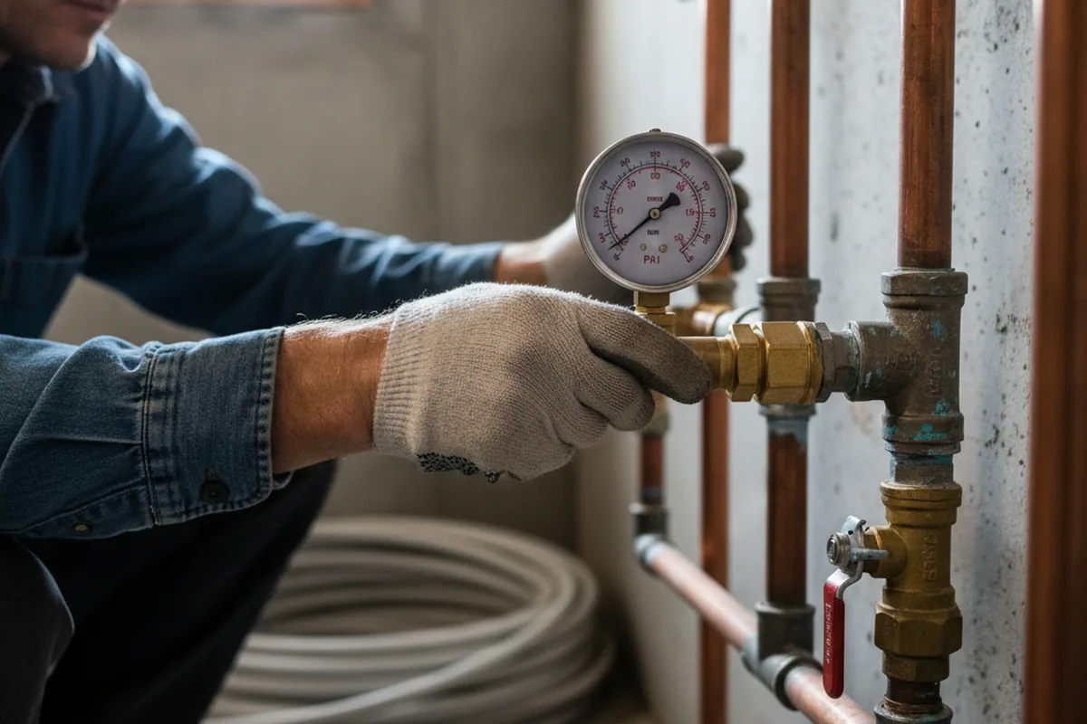 Pressure testing a repaired line during Water Line Repair in Plainfield